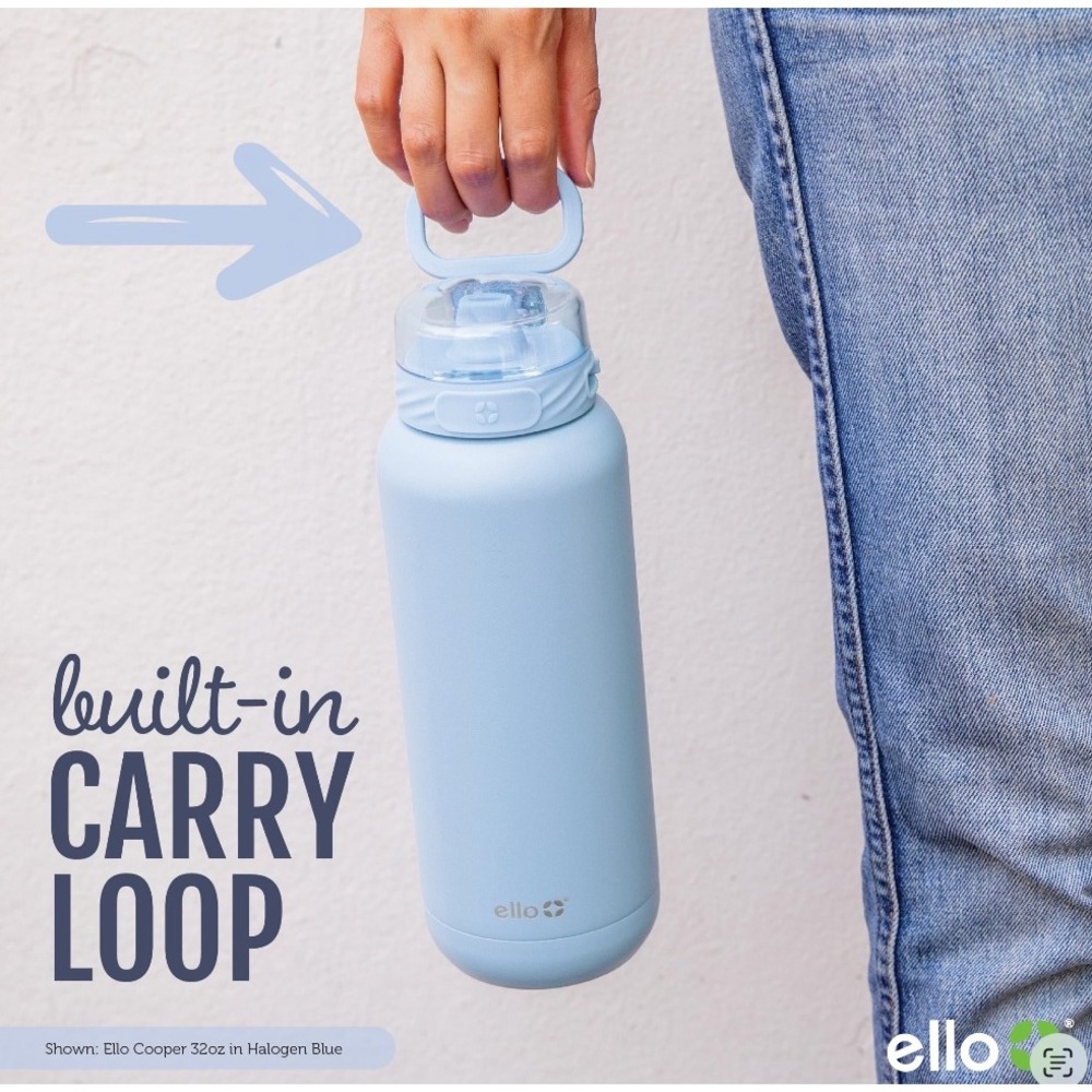 Ello Cooper Water Bottle 32oz Halogen Blue Stainless Steel Insulated NEW - Picture 2 of 5